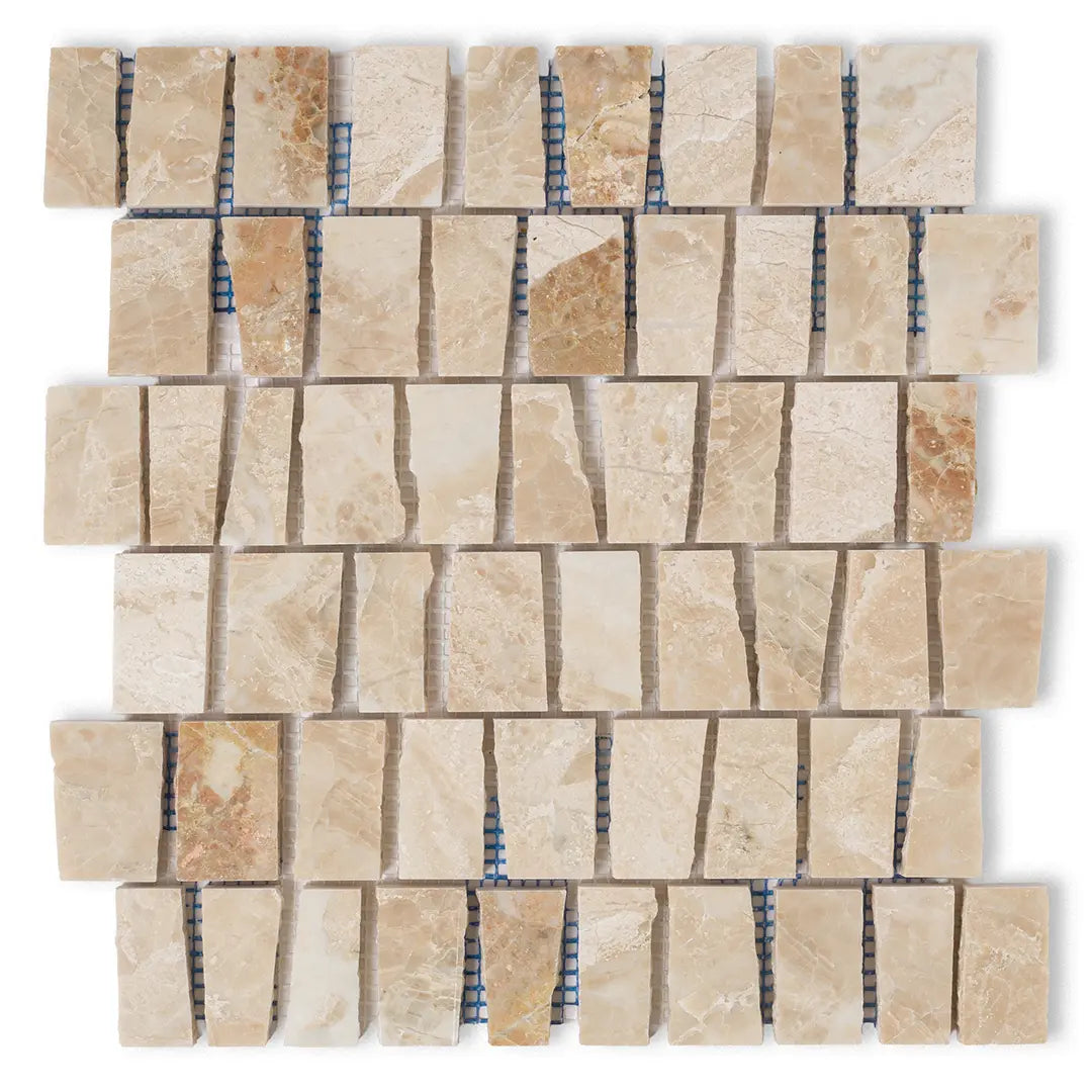 Beige Cracked Marble Mosaic Tiles on Sheet