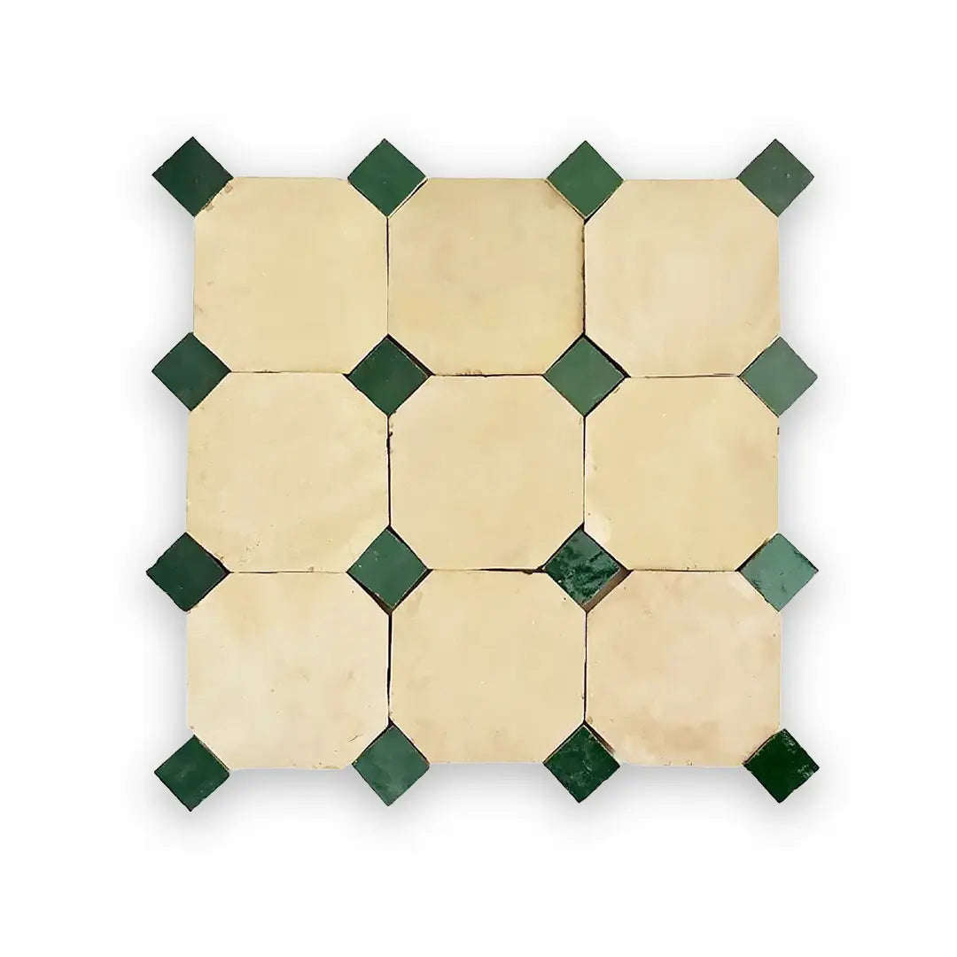 Terra Original Octagon Zellige with Emerald Green Infill