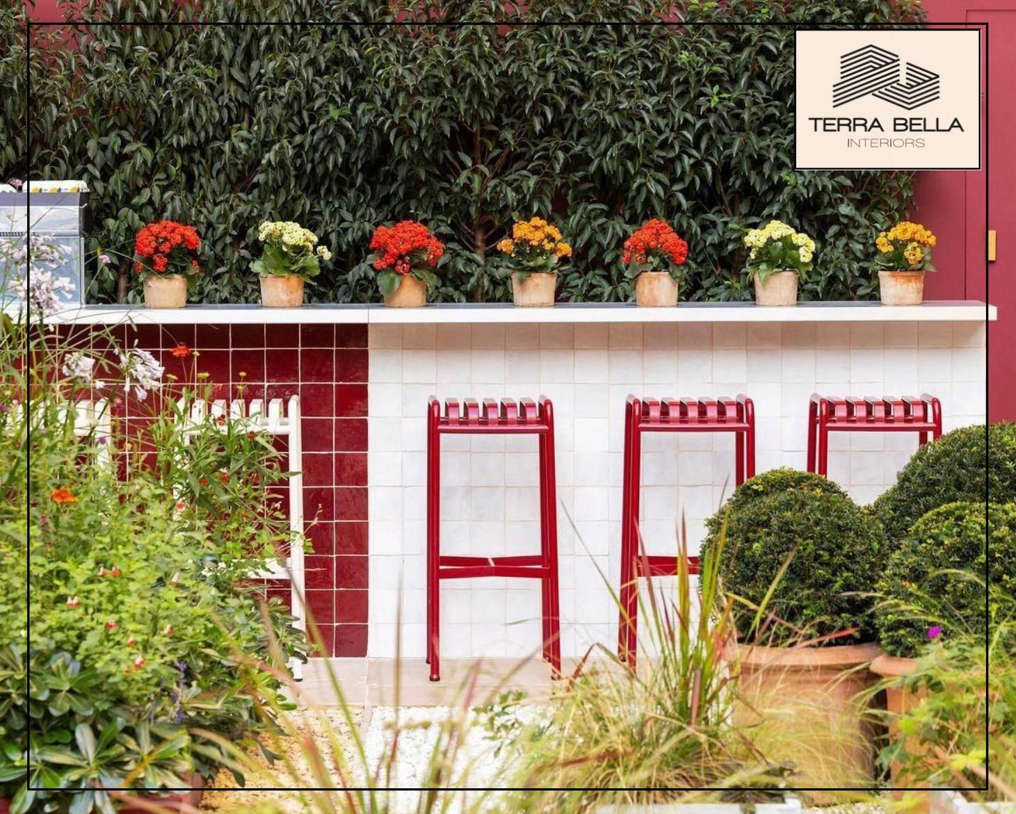 Ruby Red and Pure White zellige tiles at the Hermès Bond Street outdoor seating area in London