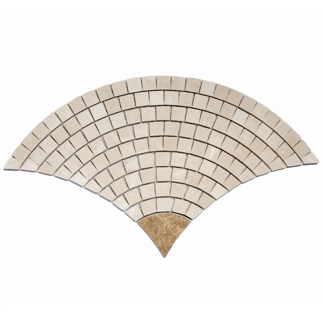 Beige Marble Mosaic Fan Tile with Plain Tail