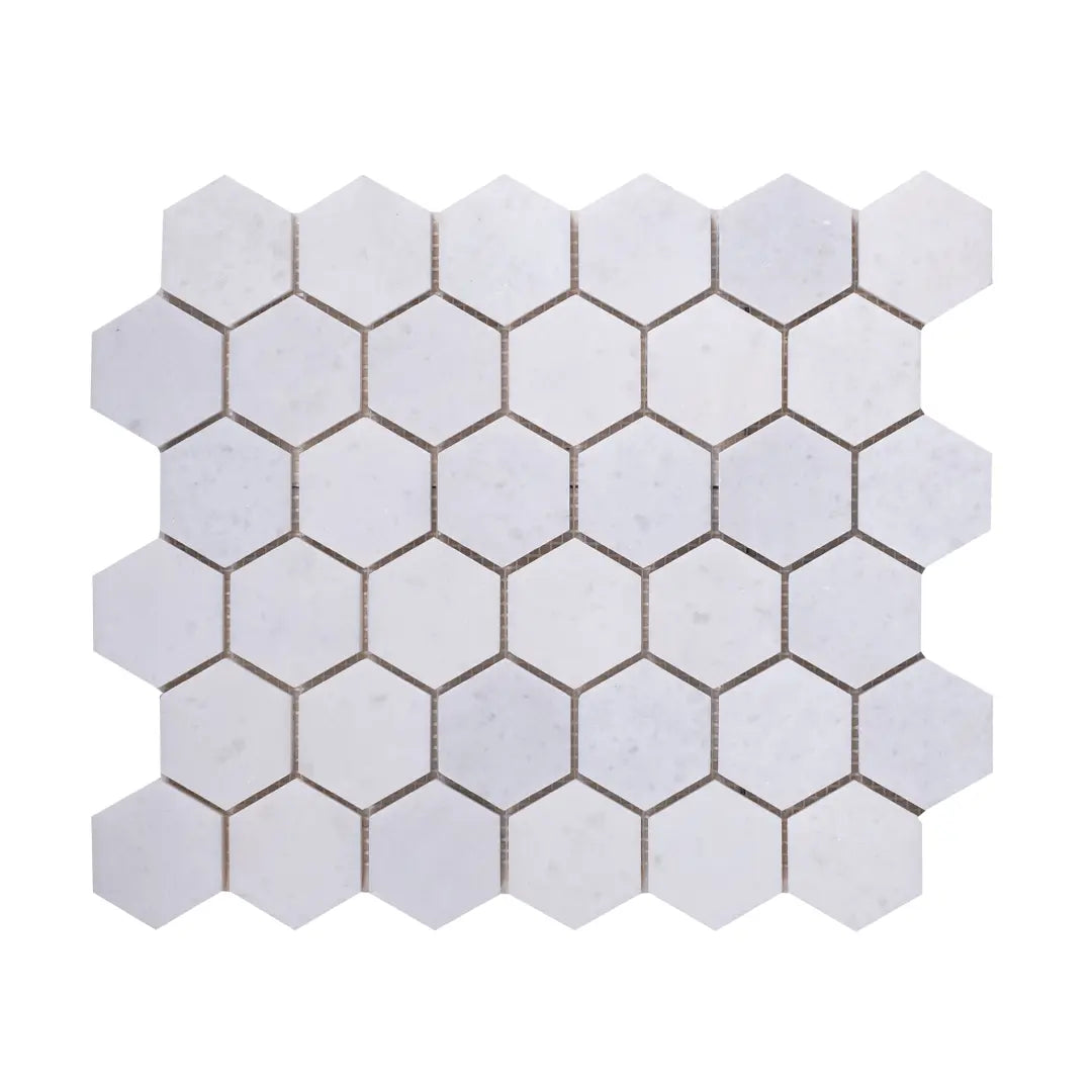 Carrara Bianco Marble Hexagon Mosaic Tiles