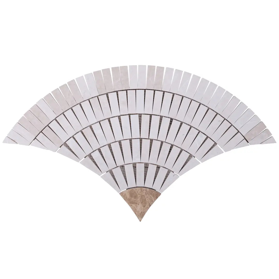 Fan Mussel Rectangle Marble Beige Mosaic Tiles