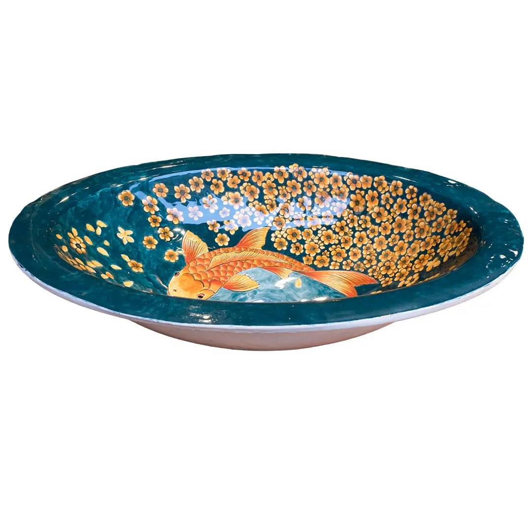 Bespoke Hand-Painted Koi Fish Ceramic Basin - Terra Bella Interiors