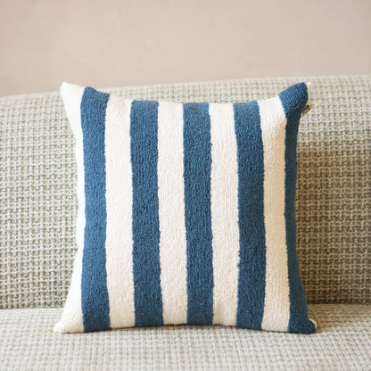 Blue Rope Cushion Blue Striped Cushion Cover | Handmade Punch Needle – Terra Bella Interiors