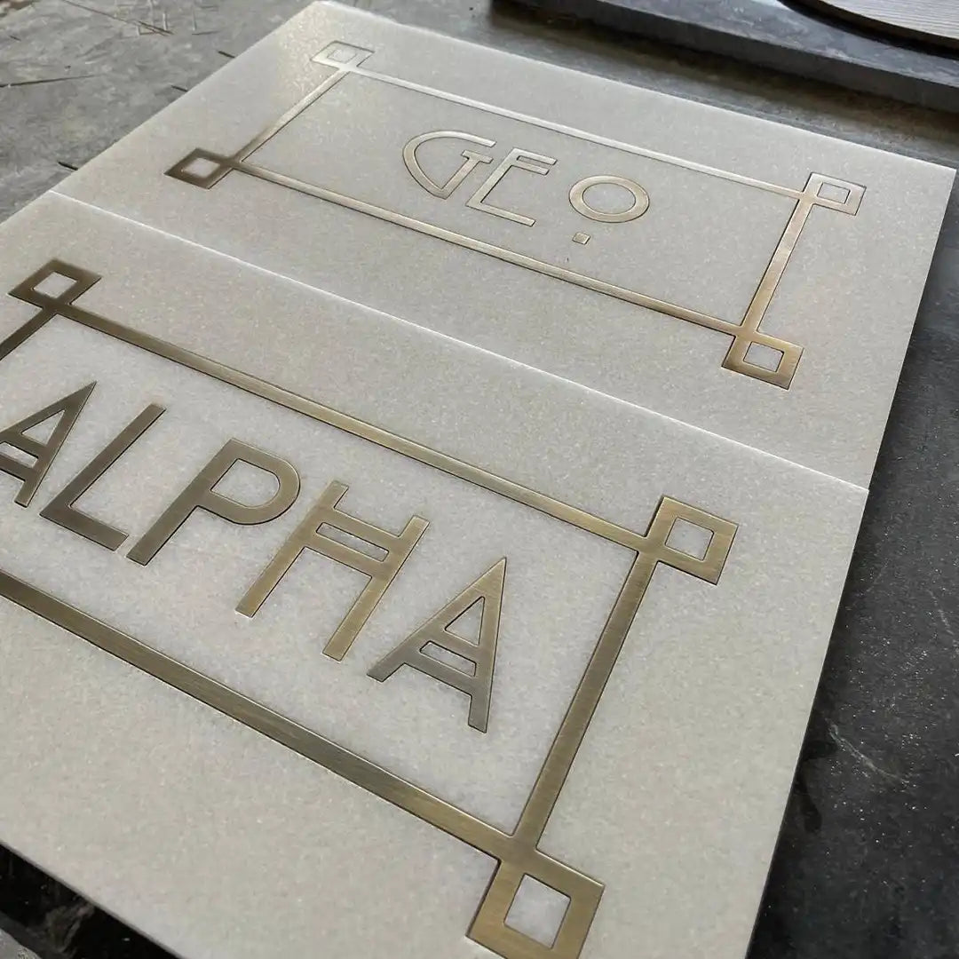 Marble Typographic Lettering with Brass