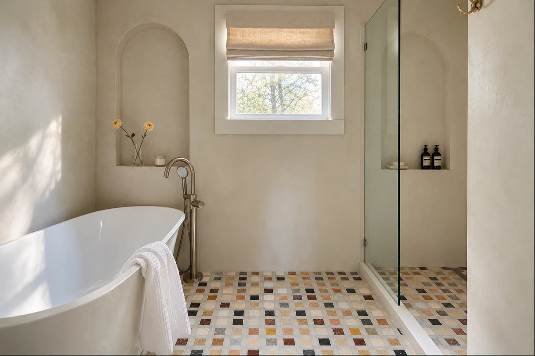 Mixed Marble Square Mosaic Tiles