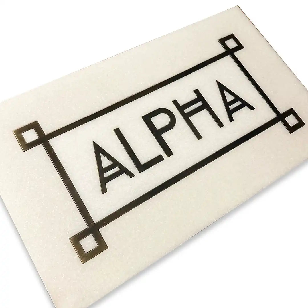 Terra Bella Interiors Marble Typographic Lettering with Brass