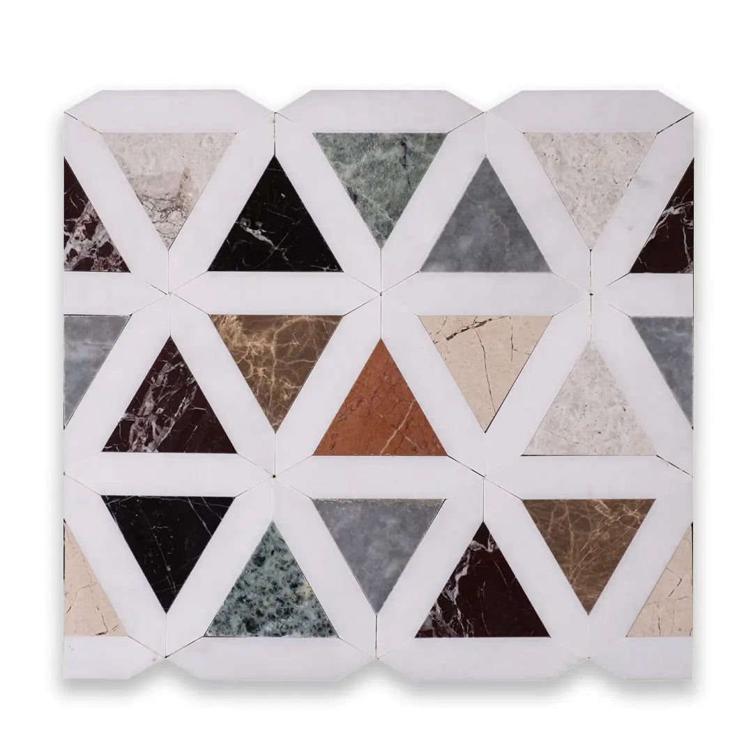Triangle Colourful Marble Mosaic Tiles – Terra Bella Interiors