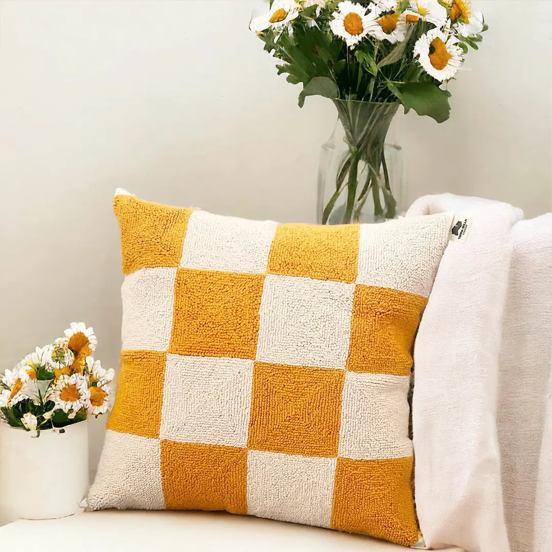 yellow-checkerboard-cushion-cover